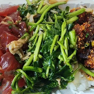 2 choice: Spicy Hawaiian &amp; Old Fashion Sesame with all watercress salad