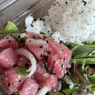 Traditional ahi poke with limu.