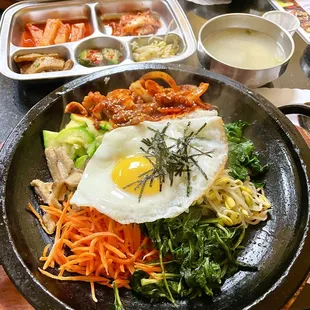 small octopus vegetable mix with rice - bibimbap