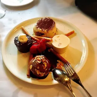 Dessert plate ---tiramisu was outstandingly good