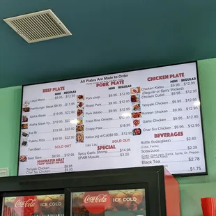 sushi and sashimi, menu