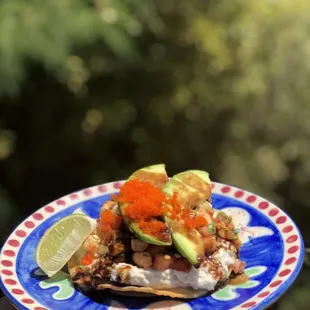 a hand holding a plate of food
