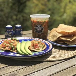 two plates of food on a table