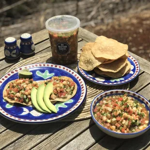 two plates of food on a table