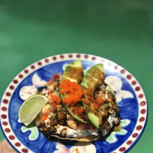 a hand holding a plate of food