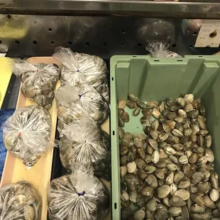 The big bags of steamed clams are great for a gathering