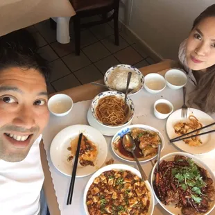 Dan-Dan noodles, ma po tofu, manchurian chicken and spicy dumplings.