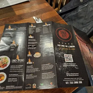 a menu on a table