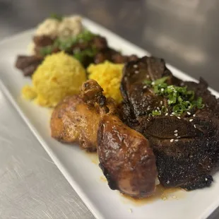 Catering special order with Kalbi, Huli Huli Chicken and Yellow Saffron Rice