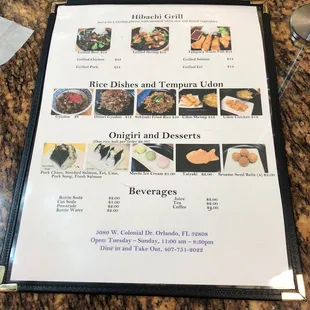 a menu on a table