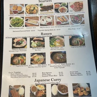 menu, sushi and sashimi