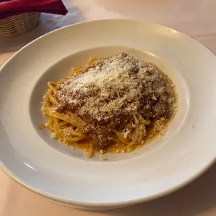 a plate of pasta with parmesan cheese