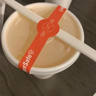  cup of soup with chopsticks