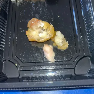 The ONLY meat in this piece of orange chicken!!