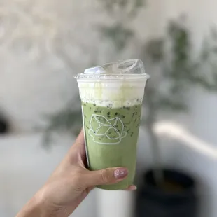 Matcha latte + macchiato foam
