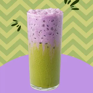 Ube Matcha Latte It's a colorful escape in every cup--who knew green and purple could be this delicious?