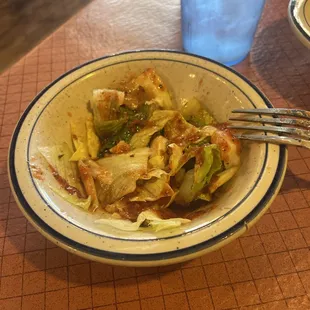 Drowned "Salad." Nothing more than lettuce soaked in House Italian.