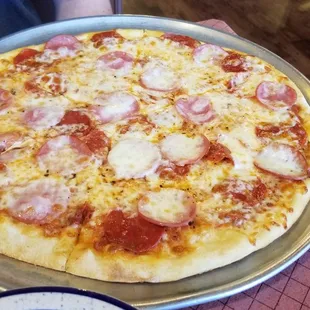 Small CB and pepperoni pizza.