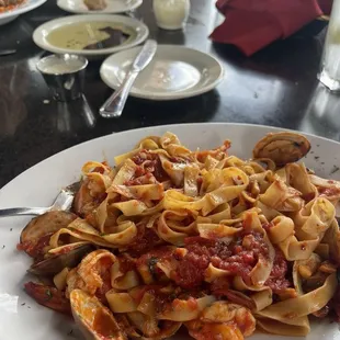 Shrimp fradiavalo with fettuccine