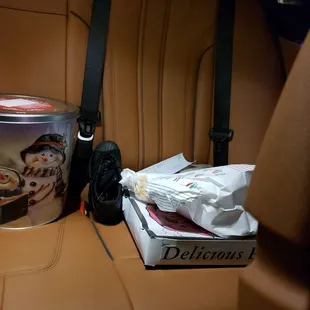 take out....sausage parm, cheese pizza, baked ziti..hope its good