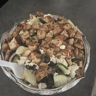 Greek Garden Salad with grill chicken
