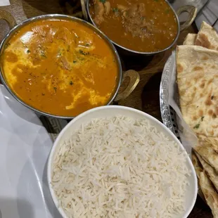 Top/Right: Chicken Vindaloo Bottom/Left: Butter Chicken(BC)