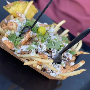 Loaded fries (asada and shrimp)