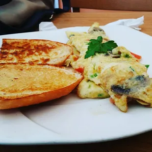 Veggie omlet with butter pan toasted - Perfection!