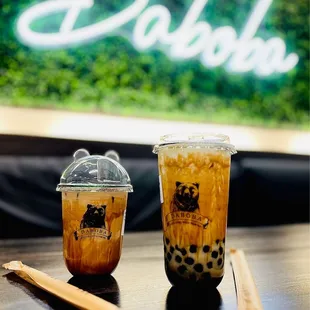 Roasted Brown Sugar Pearl Milk Tea and Brown Sugar Milk Tea (small)