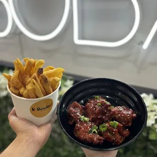 Korean red pepper chicken  salted egg fries