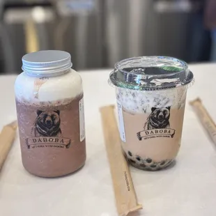 Cocoa Frappe and Oreo Brûlée Milk Tea