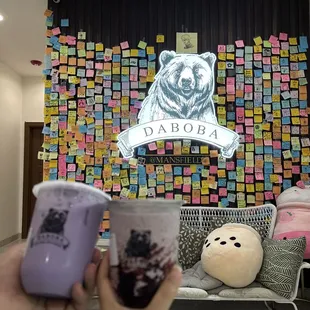 Taro milk tea and purple rice yogurt drink