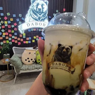 Roasted brown sugar pearl with matcha tea (boba included) small size