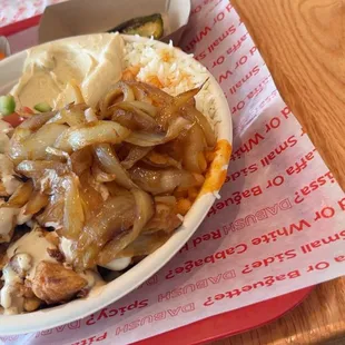 Chicken Shawarma with sautéed onions