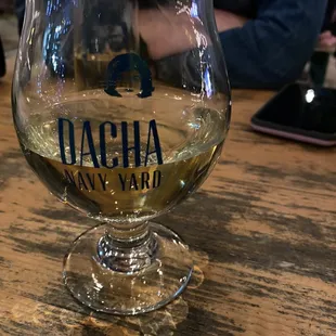 a glass of white wine