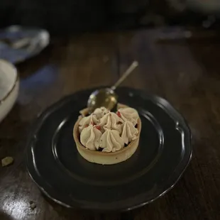 Black currant tart w/ white chocolate ganache.