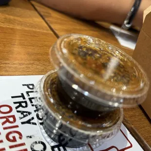 Garlic soy glaze on the side