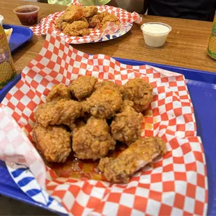chicken wings and fried chicken, food