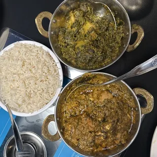Aloo palak and Methi Malai Chicken (Chef Special). Both. Made exceptional well.  Like home made!