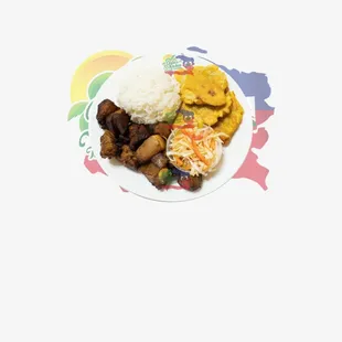 White rice /w fried pork plaintain