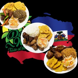 Black rice w / fried pork ,plaintain , pikliz