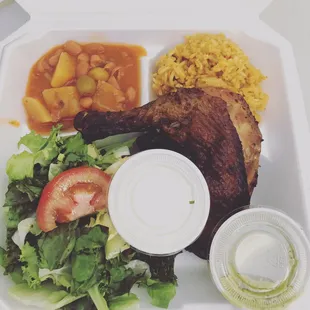 Arroz con gandules and Peruvian grilled chicken