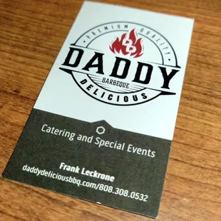 Cater's business card.