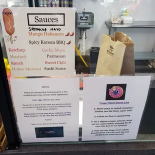 Sauce list and some other notices