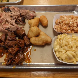 Pulled Pork, Burnt Ends, Mac n Cheese, Slaw