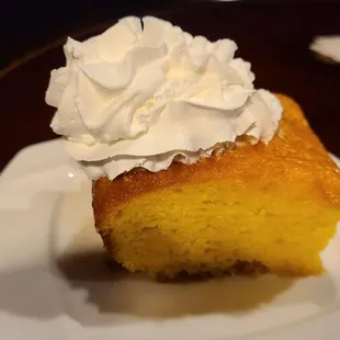 Lemon Cake, again, is deserved warm with whipped cream. Scrumptious!