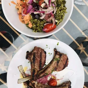 two plates of food on a table