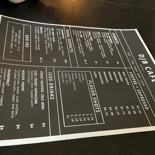 Breakfast / Coffee menu