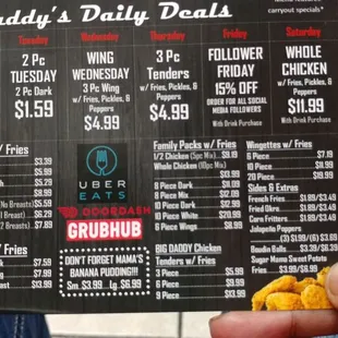 There are great daily specials! And, I love the postcard-size of this menu... easy for me to keep it in my glove box.