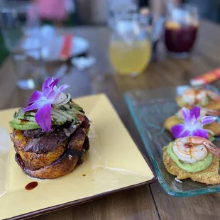 two plates of food on a table